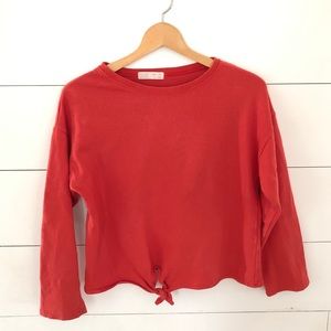 Zara Girls Red/Orange Tie Sweatshirt (Size 10)